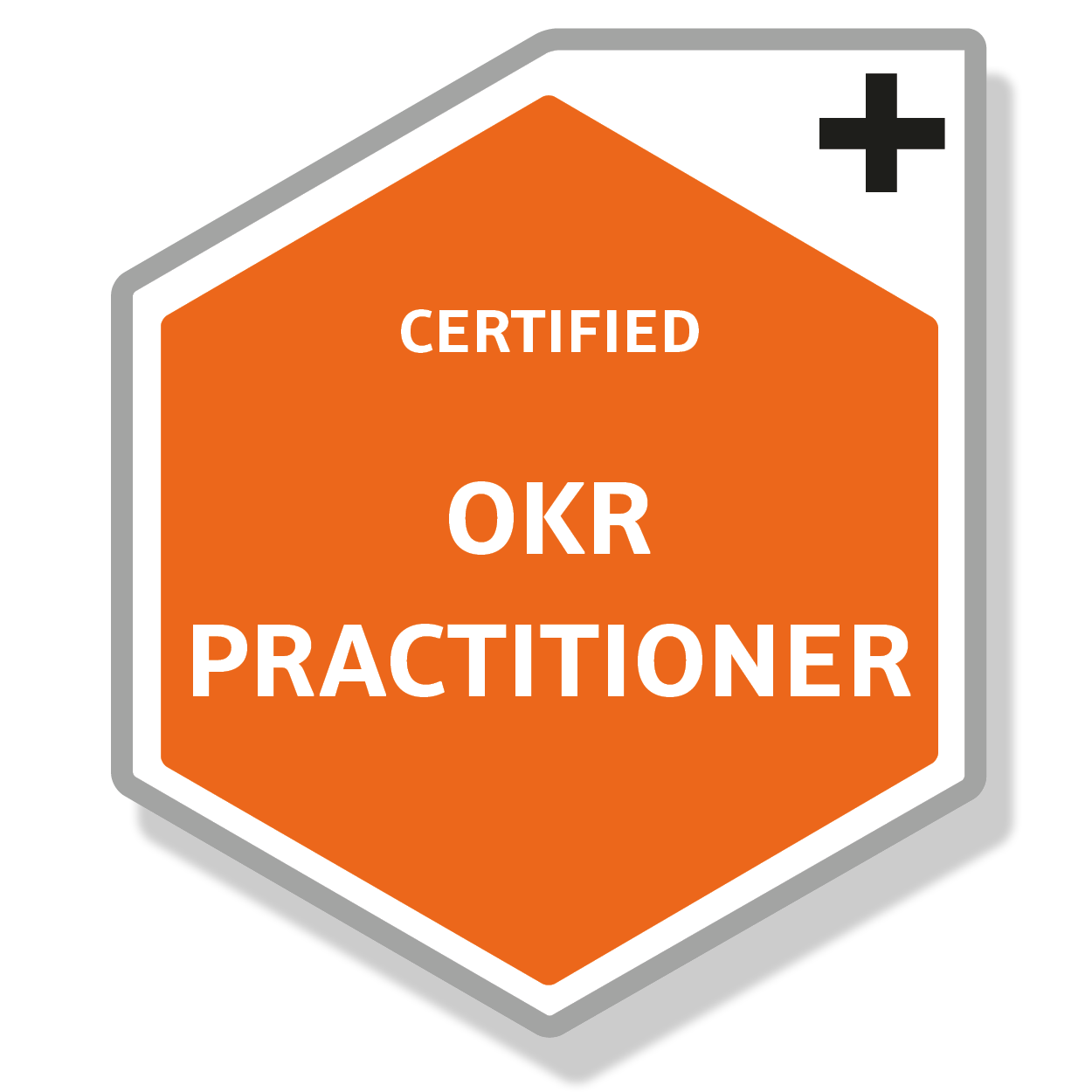 Orange digital Badge for UMS OKR Practitioner