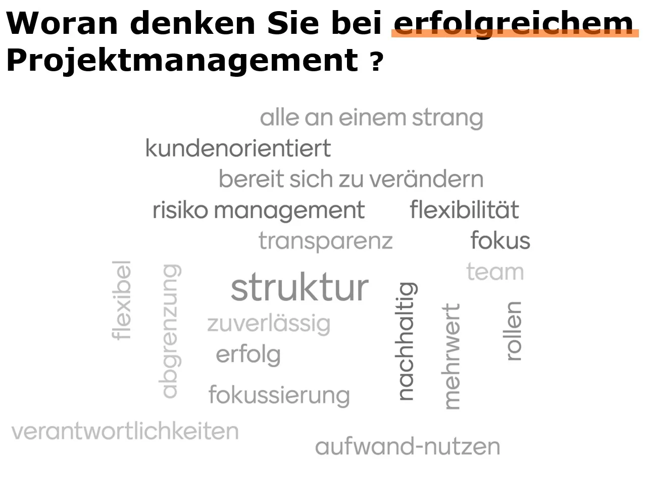 Begriffssammlung von erfolgreichen Projektmanagement